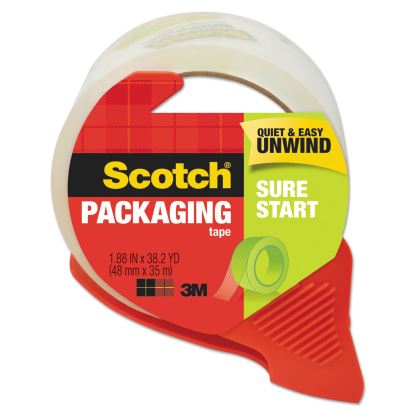 Sure Start Packaging Tape with Dispenser, 3" Core, 1.88" x 38.2 yds, Clear1
