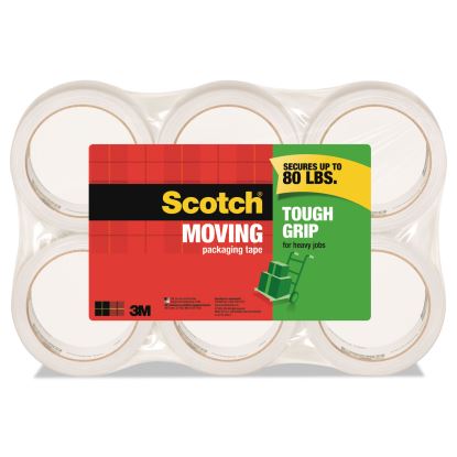 Tough Grip Moving Packaging Tape, 3" Core, 1.88" x 54.6 yds, Clear, 6/Pack1