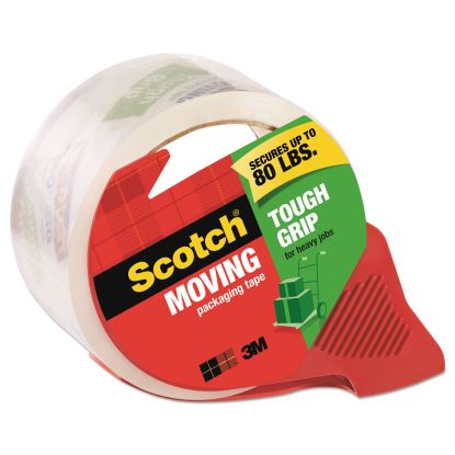 Tough Grip Moving Packaging Tape with Dispenser, 3" Core, 1.88" x 54.6 yds, Clear1