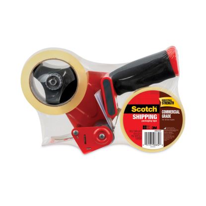 Packaging Tape Dispenser with Two Rolls of Tape, 3" Core, For Rolls Up to 0.75" x 60 yds, Red1
