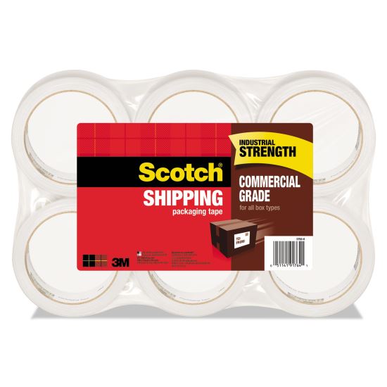 3750 Commercial Grade Packaging Tape, 3" Core, 1.88" x 54.6 yds, Clear, 6/Pack1