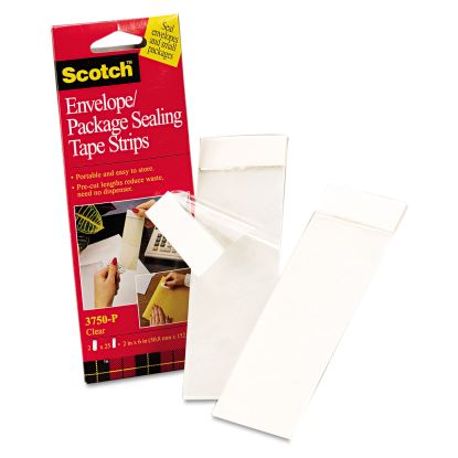 Envelope/Package Sealing Tape Strips, 2" x 6", Clear, 50/Pack1