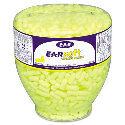 E-A-Rsoft Neon Tapered Earplug Refill, Cordless, Yellow, 500/Box1