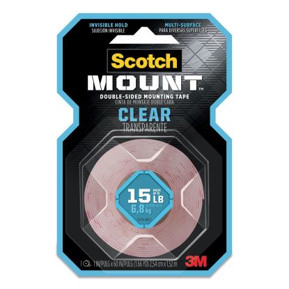 Permanent Clear Mounting Tape, Holds Up to 15 lbs, 1 x 60, Clear1