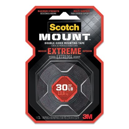 Extreme Mounting Tape, Holds Up to 30 lbs, 1 x 60, Black1