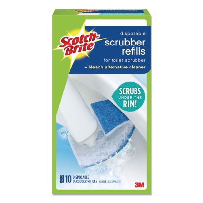 Disposable Toilet Scrubber Refill, Blue/White, 10/Pack1