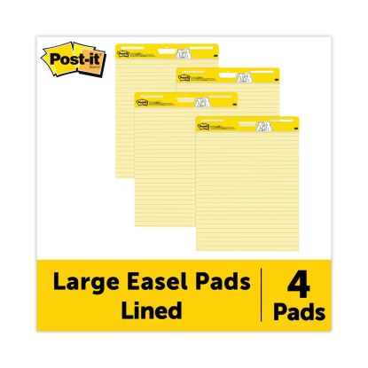 Vertical-Orientation Self-Stick Easel Pad Value Pack, Faint 1 1/2" Rule, 30 Yellow 25 x 30 Sheets, 4/Carton1