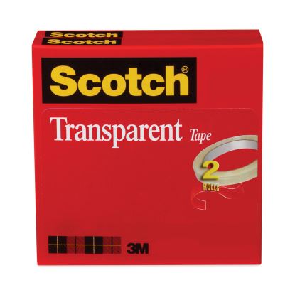 Transparent Tape, 3" Core, 0.5" x 72 yds, Transparent, 2/Pack1