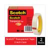 Transparent Tape, 3" Core, 0.75" x 72 yds, Transparent, 2/Pack2