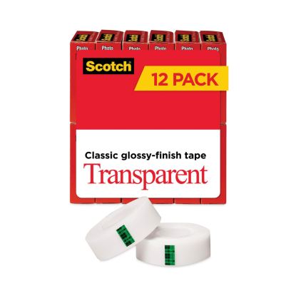 Transparent Tape, 1" Core, 0.75" x 83.33 ft, Transparent, 12/Pack1