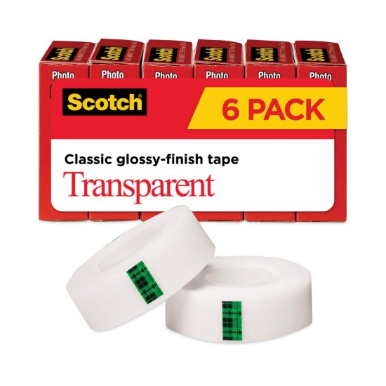 Transparent Tape, 1" Core, 0.75" x 83.33 ft, Transparent, 6/Pack1