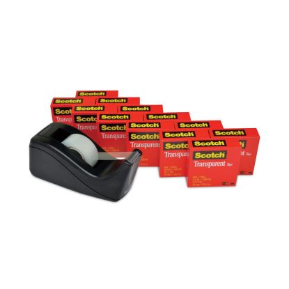 Transparent Tape Value Pack with Black Dispenser, 1" Core, 0.75" x 83.33 ft, Transparent1
