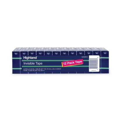 Invisible Permanent Mending Tape, 1" Core, 0.75" x 83.33 ft, Clear, 12/Pack1