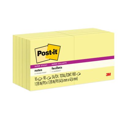 Pads in Canary Yellow, 1.88" x 1.88", 90 Sheets/Pad, 10 Pads/Pack1