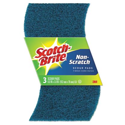 Non-Scratch Scour Pads, Size 3 x 6, Blue, 10/Carton1