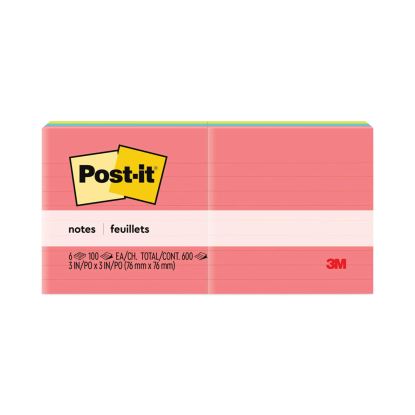 Original Pads in Poptimistic Collection Colors, Note Ruled, 3" x 3", 100 Sheets/Pad, 6 Pads/Pack1