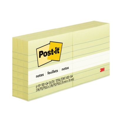 Original Pads in Canary Yellow, Note Ruled, 3" x 3", 100 Sheets/Pad, 6 Pads/Pack1