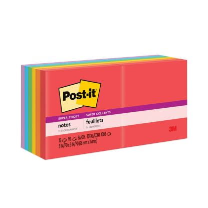 Pads in Playful Primary Collection Colors, 3" x 3", 90 Sheets/Pad, 12 Pads/Pack1