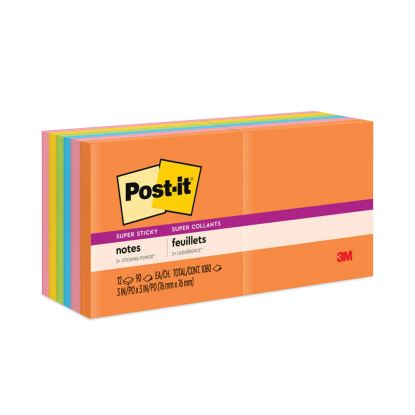 Pads in Energy Boost Collection Colors, 3" x 3", 90 Sheets/Pad, 12 Pads/Pack1
