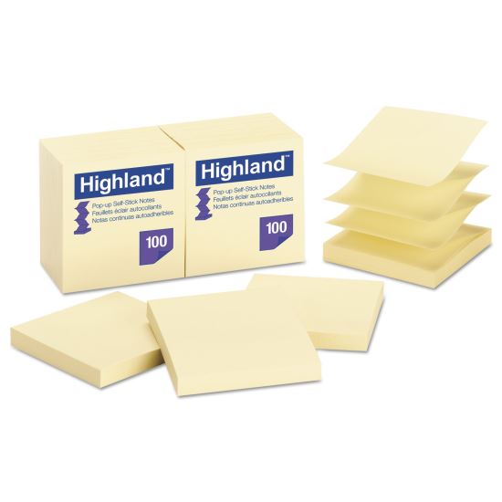 Self-Stick Pop-up Notes, 3" x 3", Yellow, 100 Sheets/Pad, 12 Pads/Pack1