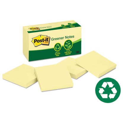 Original Recycled Note Pads, 3" x 3", Canary Yellow, 100 Sheets/Pad, 12 Pads/Pack1