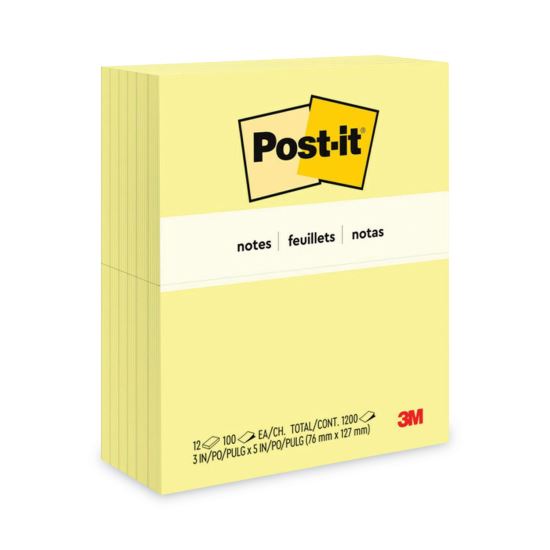 Original Pads in Canary Yellow, 3" x 5", 100 Sheets/Pad, 12 Pads/Pack1