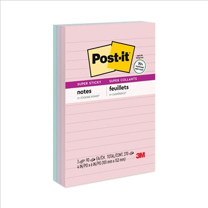 Recycled Notes in Wanderlust Pastels Collection Colors, Note Ruled, 4" x 6", 90 Sheets/Pad, 3 Pads/Pack1