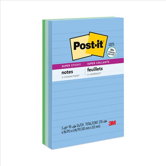 Recycled Notes in Oasis Collection Colors, Note Ruled, 4" x 6", 90 Sheets/Pad, 3 Pads/Pack1