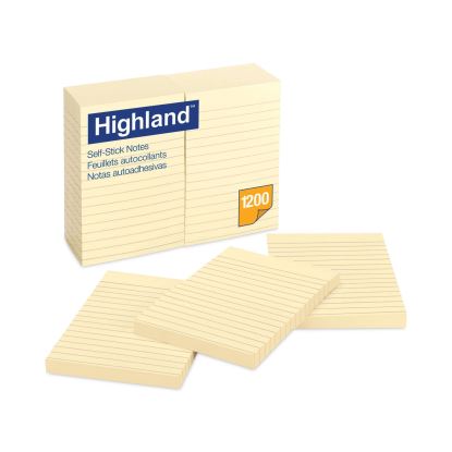 Self-Stick Notes, Note Ruled, 4" x 6", Yellow, 100 Sheets/Pad, 12 Pads/Pack1