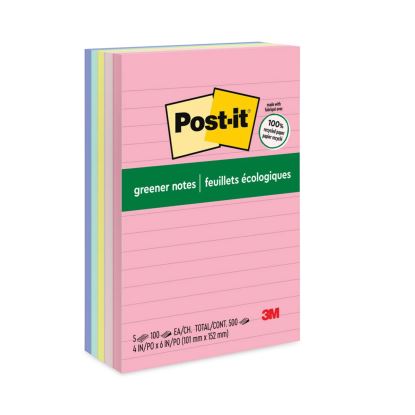 Original Recycled Note Pads, Note Ruled, 4" x 6", Sweet Sprinkles Collection Colors, 100 Sheets/Pad, 5 Pads/Pack1