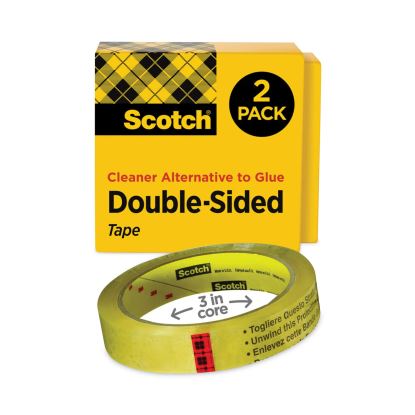 Double-Sided Tape, 3" Core, 0.75" x 36 yds, Clear, 2/Pack1
