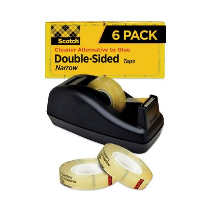 Double-Sided Tape with Dispenser, 1" Core, 0.5" x 75 ft, Clear, 6/Pack1