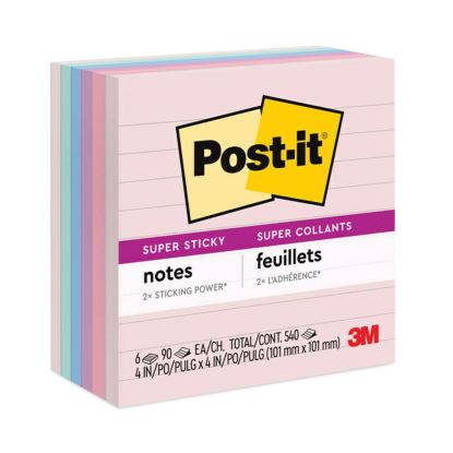 Recycled Notes in Wanderlust Pastels Collection Colors, Note Ruled, 4" x 4", 90 Sheets/Pad, 6 Pads/Pack1