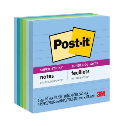 Recycled Notes in Oasis Collection Colors, Note Ruled, 4" x 4", 90 Sheets/Pad, 6 Pads/Pack1