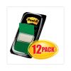 Marking Page Flags in Dispensers, Green, 50 Flags/Dispenser, 12 Dispensers/Pack2