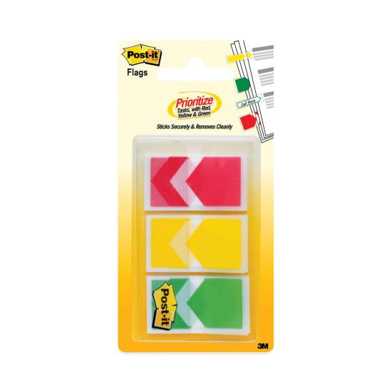 Arrow 1" Prioritization Page Flags, Red/Yellow/Green, 20 Flags/Dispenser, 3 Dispensers/Pack1