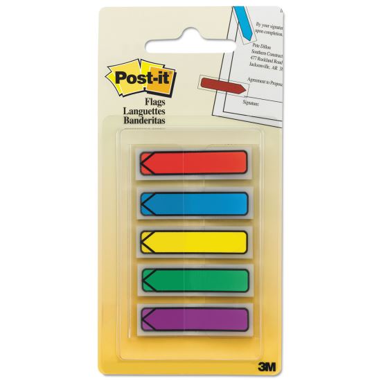 Arrow 0.5" Page Flags, Blue/Green/Purple/Red/Yellow, 20/Color, 100/Pack1
