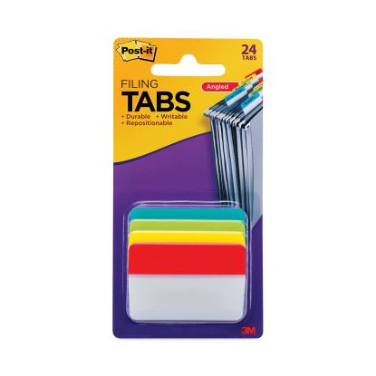 2" Plain Solid Color Angled Tabs, 1/5-Cut, Assorted Colors, 2" Wide, 24/Pack1