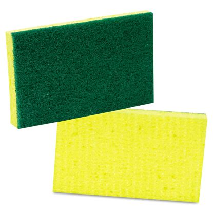 Medium-Duty Scrubbing Sponge, 3.6 x 6.1, 0.7" Thick, Yellow/Green, 10/Pack1