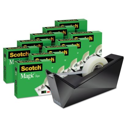 Magic Tape Desktop Dispenser Value Pack, 1" Core, 0.75" x 83.33 ft, Clear, 10/Pack1