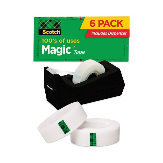 Magic Tape Desktop Dispenser Value Pack, 1" Core, 0.75" x 83.33 ft, Clear, 6/Pack1