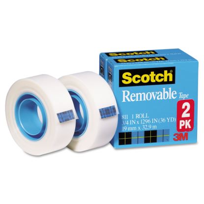 Removable Tape, 1" Core, 0.75" x 36 yds, Transparent, 2/Pack1