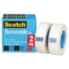 Removable Tape, 1" Core, 0.75" x 36 yds, Transparent, 2/Pack2