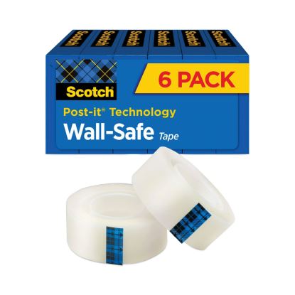 Wall-Safe Tape, 1" Core, 0.75" x 66.66 ft, Clear, 6/Pack1