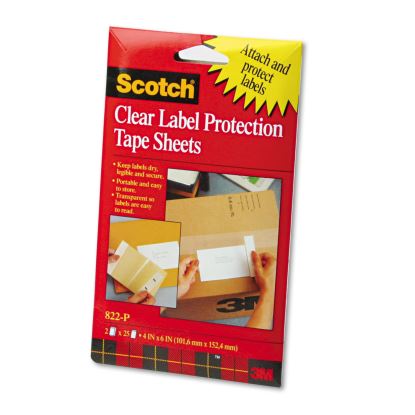 ScotchPad Label Protection Tape Sheets, 4" x 6", Clear, 25/Pad, 2 Pads/Pack1