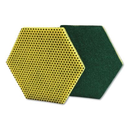Dual Purpose Scour Pad, 5 x 5, Green/Yellow, 15/Carton1