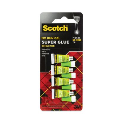 Single Use Super Glue No-Run Gel, 0.02 oz, Dries Clear, 4/Pack1
