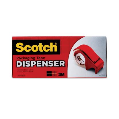 Compact and Quick Loading Dispenser for Box Sealing Tape, 3" Core, For Rolls Up to 2" x 60 yds, Red1