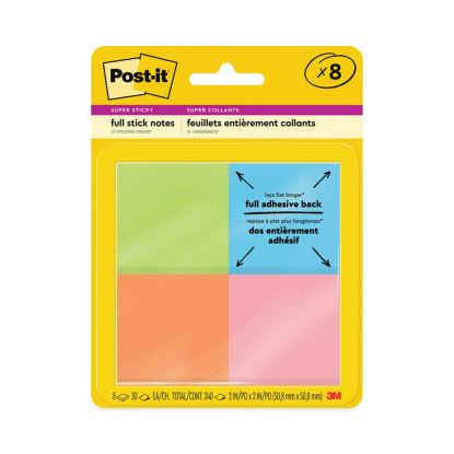 Full Stick Notes, 2" x 2", Energy Boost Collection Colors, 25 Sheets/Pad, 8 Pads/Pack1