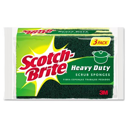 Heavy-Duty Scrub Sponge, 4.5 x 2.7, 0.6" Thick, Yellow/Green, 3/Pack1